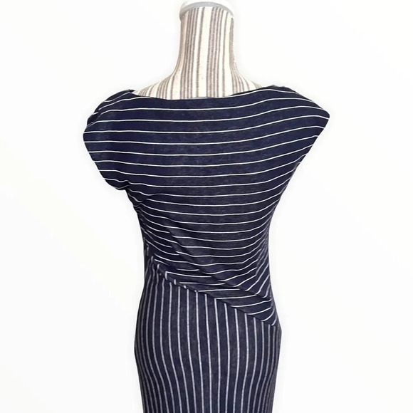 ARMANI EXCHANGE | Navy | White Stripes Midi Dress - Picture 7 of 8